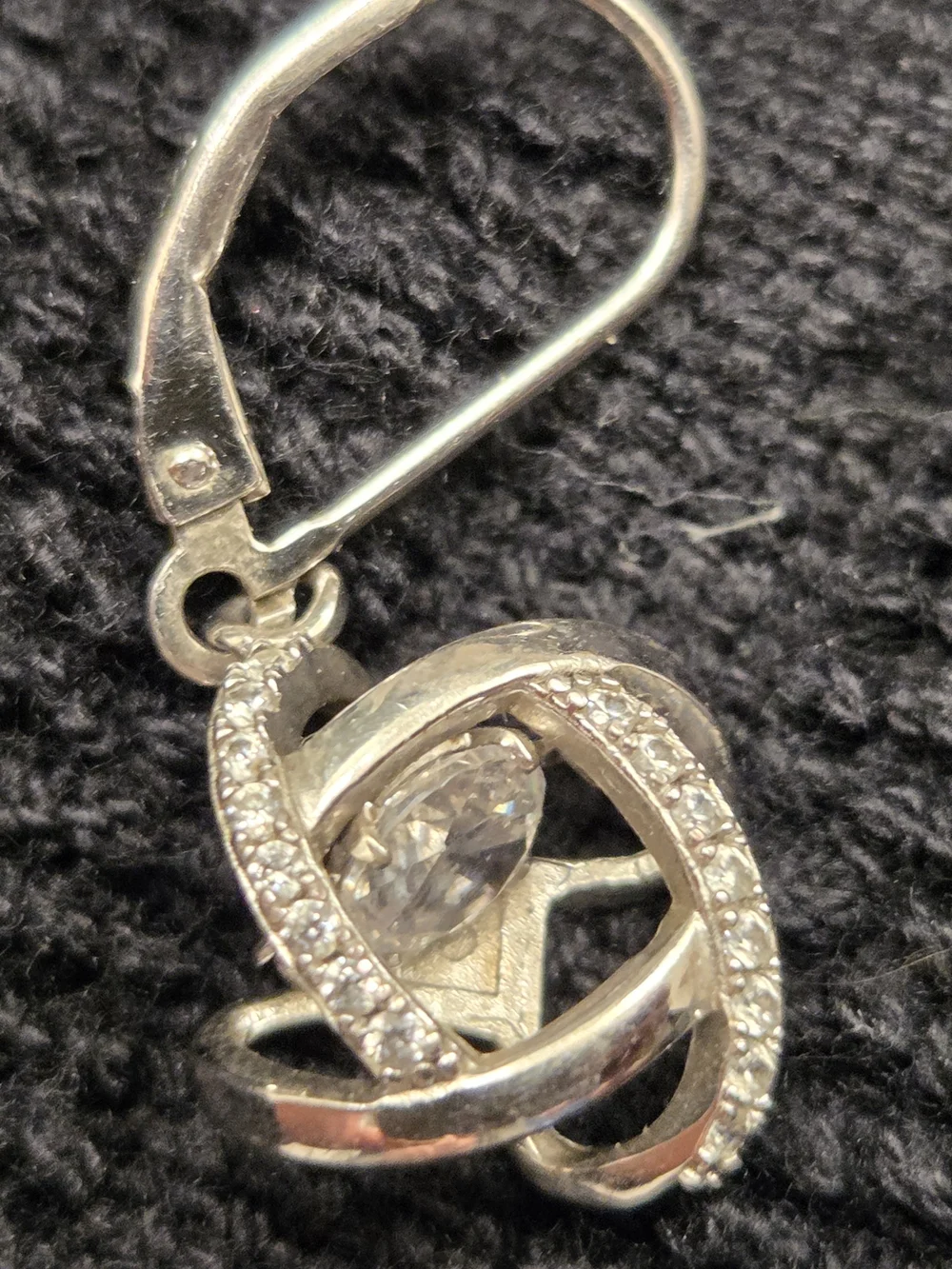 Silver Crystal Orb Drop Earrings - Unbranded